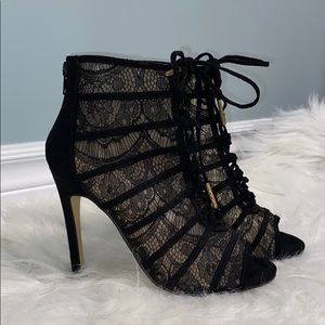 black lace heels